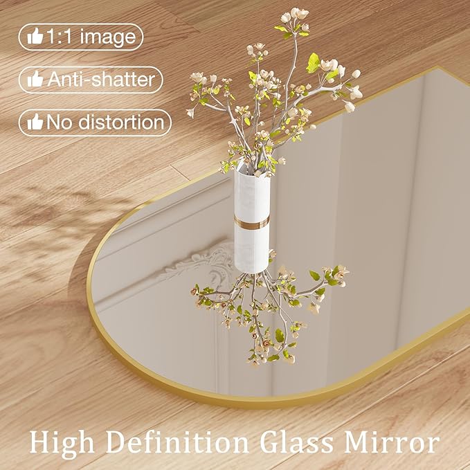 NEWBULIG Bathroom Mirror, Wall Mirror with Aluminum Alloy Thin Frame, Bathroom Mirrors for Over Sink, Bedroom, Living Room, Entryway