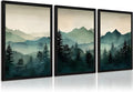 Mountain Wall Art Decor Set of 3 Sage Green Forest Canvas Wall Art Prints Nature Landscape Wall Decor Watercolor Pine Tree Pictures Abstract Modern Painting for Living Room Bedroom 16x24 Inch Framed