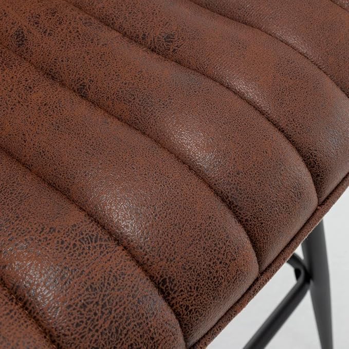 Brown Bar Stools Set of 2, Fabric Upholstered Barstools Armless, 24 in Bar Stool Bar Height, Black and Brown Barstools for Home Bar, Coffee Bar.
