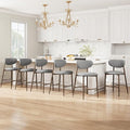 MALOL Bar Stools Set of 6, Counter Height bar stools, Kitchen Bar Stools with Backs, Modern Upholstered, Modern Bar Stools with Metal Legs for Kitchen Island, Counter, Light Grey