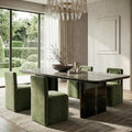 Hyfirm Upholstered Dining Chairs Set of 4, Mid-Century Scandinavian Parsons Armless Chairs with Plush Seat Cushion for Diningroom Bedroom Livingroom Reading Room，Green Fabric