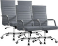 Furmax Ergonomic Office Desk Chair, Executive Ribbed Mid-Back PU Leather Conference Room Chair Adjustable Swivel Chair with Arms (4, Grey)
