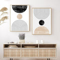 Mid Century Modern Wall Art Prints Set of 2, Neutral Abstract Geometric Wall Art Boho Canvas Prints Mid Century Eoind Wall Decor Modern Abstract Pictures Artwork for Home Room 12x16 Inch Unframed