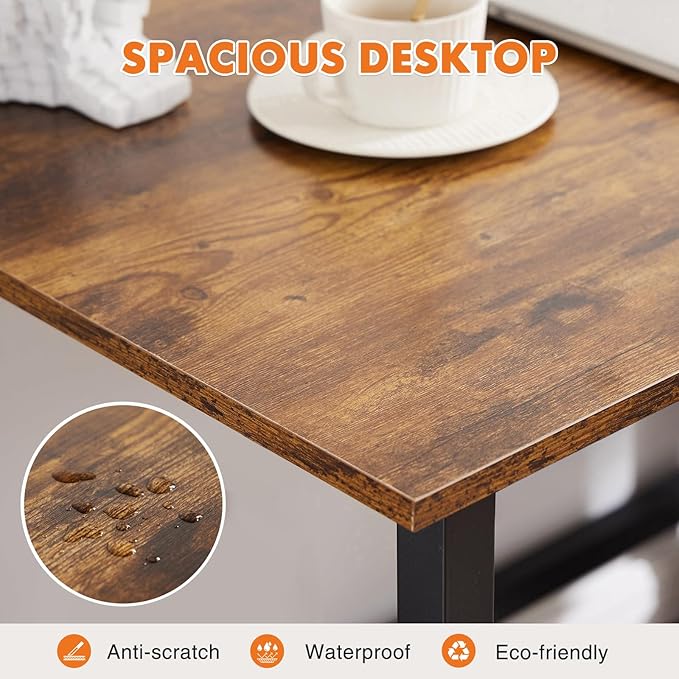 Sweetcrispy Computer Office Desk 44 Inch Small Student Study Gaming Writing Work Modern Simple PC Table for Bedroom, Home - Rustic Brown