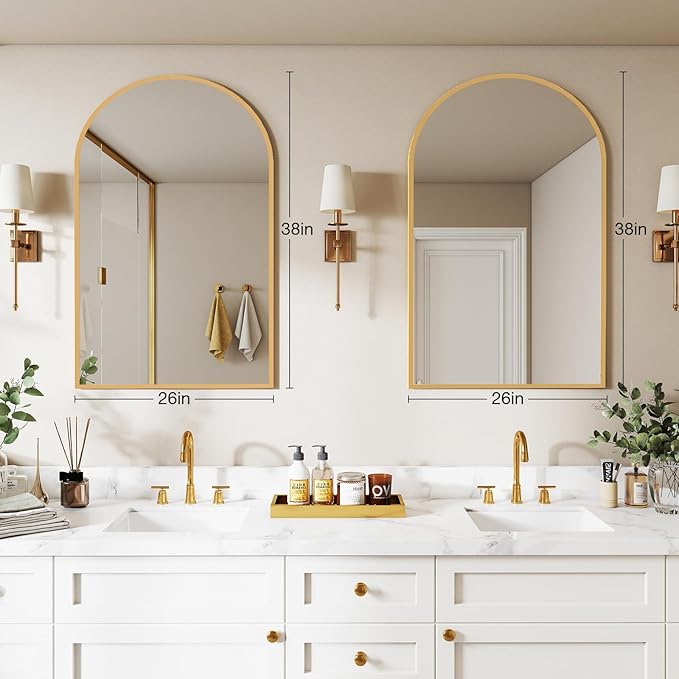 NEWBULIG Bathroom Mirror, Wall Mirror with Aluminum Alloy Thin Frame, Bathroom Mirrors for Over Sink, Bedroom, Living Room, Entryway