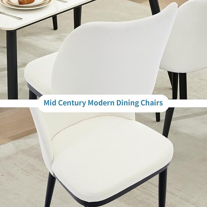 GarveeHome Wooden Dining Chairs Set of 2, Upholstered Kitchen Dining Room Chairs with Padded Seat and Wood Legs, Modern Fabric Side Dinner Chair for Kitchen, Dining Room, Restaurant, Cafe