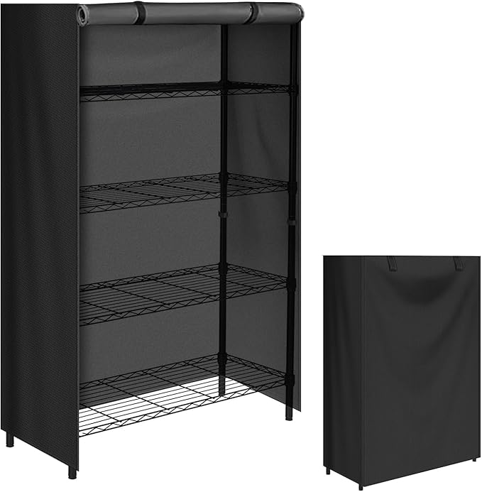Storage Shelf Cover,Waterproof Shelf Cart Cover Protective Outdoor Indoor Wire Rack Dust Cover with Zipper (48" Wx18 Dx72 H)