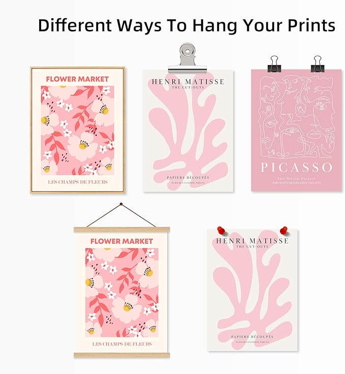 Matisse Abstract Wall Art Decor Pink Flower Canvas Pictures Picasso Aesthetic Wall Art Henri Matisse Prints Poster Abstract Flower Painting Market Artwork for Bedroom 12x16 Inch Unframed Set of 3