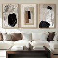 Anyzal Large Black Abstract Framed Wall Art 16x24 Inch Modern Neutral Canvas Wall Decor Beige Grey Minimalist Painting for Living room Bedroom Dining room Set of 3