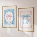 Preppy Bow Wall Art Decor Set of 2 Coquette Canvas Wall Decor Aesthetic Pictures Trendy Girly Wall Art Pink Blue Bow Prints Christian Bible Verse Poster for Bedroom Living Room 12x16 Inch Unframed