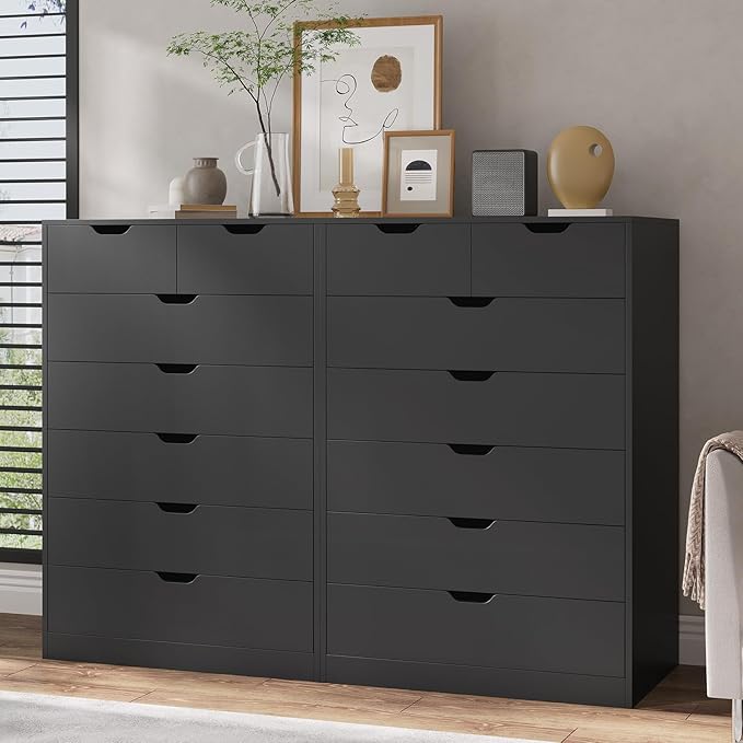 Tall 7 Drawer Dresser, Black Modern Chest of Drawers for Bedroom,Closet Dressers with Drawers for Living Room, Entryway, Hallway