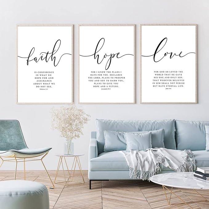Bible Verses Wall Art Decor Scripture Canvas Wall Art Inspirational Bible Quote Wall Decor Scripture Posters Spiritual Christian Artwork Pictures Wall Painting for Living Room 12x16 Inch Unframed