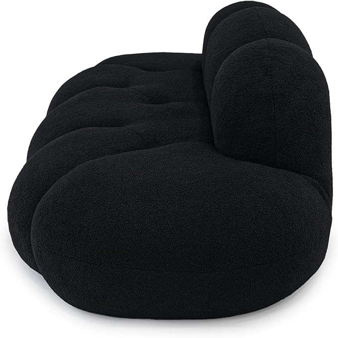 JACH 3 Seater Cloud Sofa for Living Room, Modern Sherpa Upholstered Couch, Minimalist Leisure Sofa, Comfy Cloud Couch for Apartment, Small Space, No Assembly Required (Black)