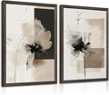 Tocliky Modern Abstract Floral Wall Art Minimalist Neutral Canvas Painting Decor Beige Cream And Black Wall Art Contemporary Flower Picture Prints for Living Room Bedroom 24x36 Inch Framed Set of 2
