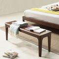 Dining Bench Wood Solid Oak Wooden Bed End＆Entryway Bench for Bedroom Living Room Kitchen(Brown)