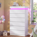 HAUOMS Tall 6 Drawer Dresser with LED Light, White Modern Chest of Drawers for Bedroom,Closet Dressers with Drawers for Living Room, Entryway, Hallway