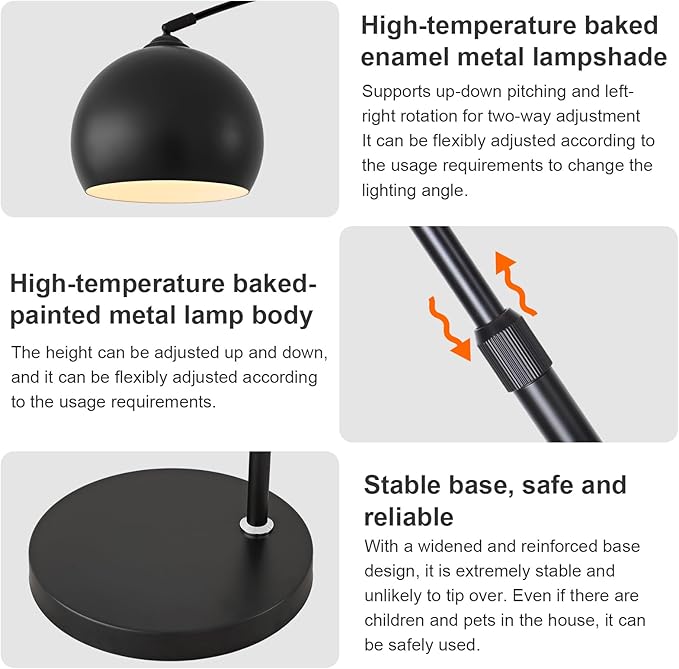 Matte Black Arc Floor Lamp 71" Tall, Dimmable 12W LED Smart Standing Lamp with Remote Control, 360° Rotatable Adjustable Height & Span, Reading Floor Lamp for Living Room, Bedroom, Office, Library