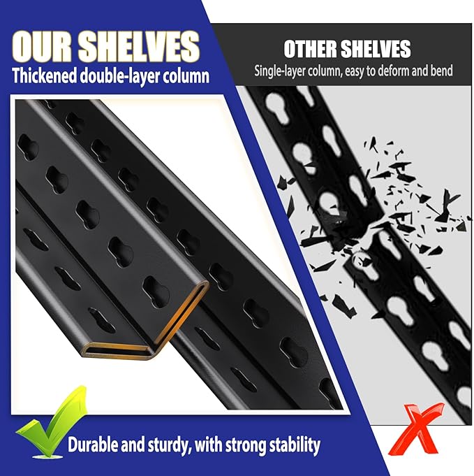 Garage Shelving-3500 lbs 5 Tier Storage Shelves,Adjustable Heavy Duty Metal Shelving Unit and Storage Large Wire Rack,Utility Steel Shelf for Warehouse Industrial Pantry Basement -72"x59"x19.7",Black