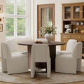 Hyfirm Upholstered Dining Chairs Set of 6, Modern Armless Desk Chair with Metal Footrest for Diningroom Bedroom Livingroom Reading Room,White Fabric