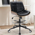 Drafting Office Chair Ergonomic Executive Computer Standing Desk Chair with Adjustable Height and Footrest Ring, Drafting Chair for Counter Height Desk and Drawing (Black)