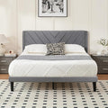 Full Bed Frame with Headboard, Bed Frame Full Size with Sturdy Wooden Slats Support, Platform Bed Frame with Velvet Upholstered Headboard, Mattress Foundation, Easy Assembly, No Box Spring Needed