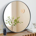 NEWBULIG Black Round Wall Mirror 30 Inch, Bathroom Mirrors for Over Sink, Wall Decor for Bathroom, Entryway, Bedroom, Vanity