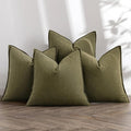 MIULEE Olive Green Linen Pillow Covers Pack of 4 Decorative Natural Solid Throw Pillow Covers Soft Accent Boho Farmhouse Couch Pillowcases Modern Spring Decors for Living Room Bed Sofa 18x18 Inch