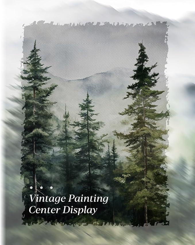 Misty Mountain Framed Canvas Wall Art 16"x24"x3, Living Room Bedroom Office Modern Nature Wall Decor, Rustic Serene Forest Landscape Canvas Art Prints Set Framed Forest Paintings