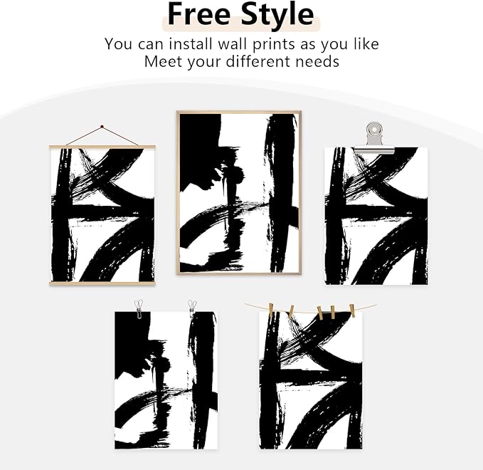 Tocliky Black and White Wall Art Abstract Modern Painting Minimalist Line Canvas Wall Art Decor Black And White Poster Abstract Artwork Prints for Living Room Bedroom 16x24 Inch Unframed Set of 2