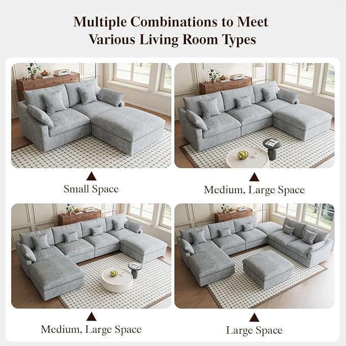Modular Sectional Sofa Cloud Couch, 82.68" Love Sofa with Pillows, Modern Minimalist Deep Seat Sofa Couches for Apartment Small Space, Sofa Covers Washable&Removable, Grey