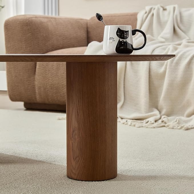 47.24” Oval Coffee Table, Modern Center Table with Storage & Removable Tray, Dinning Table, MDF Side Table for Living Room, Apartment, Small Space, Office.(Walnut)