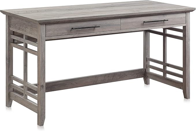 BELLEZE Modern Simple Home Office Computer Laptop Writing Desk Wood Study Table Workstation with Drawers - 55 Inch - Norrell (Gray Wash)
