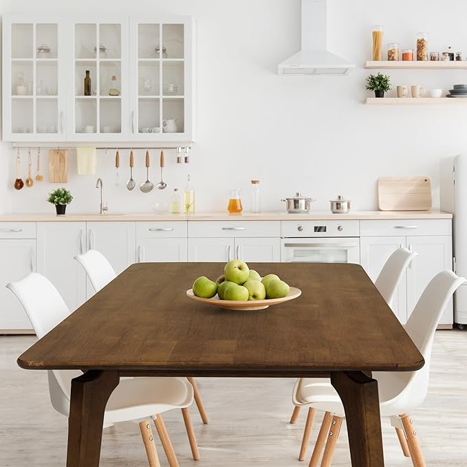 Acacia Verve 48" Solid Wood Dining Table for 4, Rectangular Acacia Wood Kitchen Table, Modern Farmhouse Style, Rustic Natural Finish, Dining Room Furniture, Seats 4 Comfortably (Verve, Walnut)