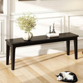 Dining Bench 55.1" Wood Solid Oak Wooden Bed End/Entryway Bench for Bedroom Living Room Kitchen(Black)