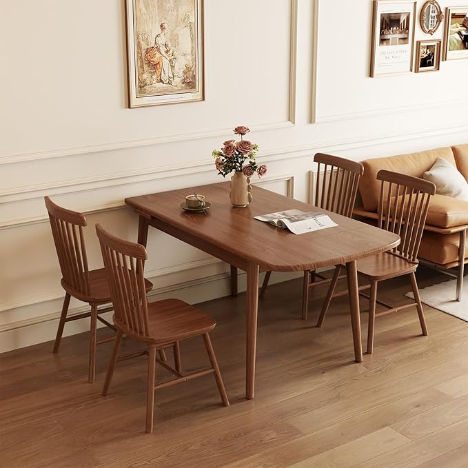 Solid Wood Extendable Dining Table for 4-8, 47.2” to 70.8” Expandable Table, Easy Assembly Extendable Dining Room Table, 3-in-1 Design, Ideal for Dining Room, Kitchen, Living Room (Walnut)