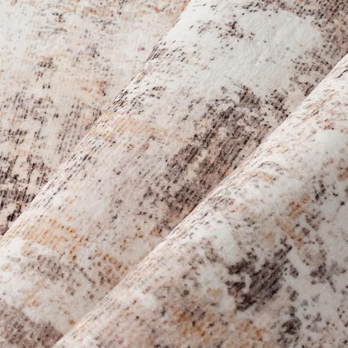 8x10 Washable Area Rug Beige Grey Abstract Non Slip Soft Medium Pile Rug for Living Room Bedroom Dining Room Office Neutral Modern Indoor Throw Carpet for Home Decor