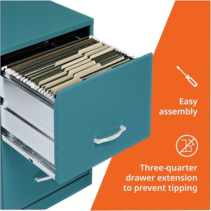 NuSparc 2 Drawer Locking Filing Cabinet | Pre-Assembled Steel Construction | Space-Saving Design is Perfect for Home and Small Office | Letter-Size | Assembled in North America
