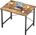 Sweetcrispy Computer Small Office Desk 32 Inch Student Study Writing Work with Metal Frame Wood Tabletop Modern Simple PC Home Bedroom Table, Rustic Brown