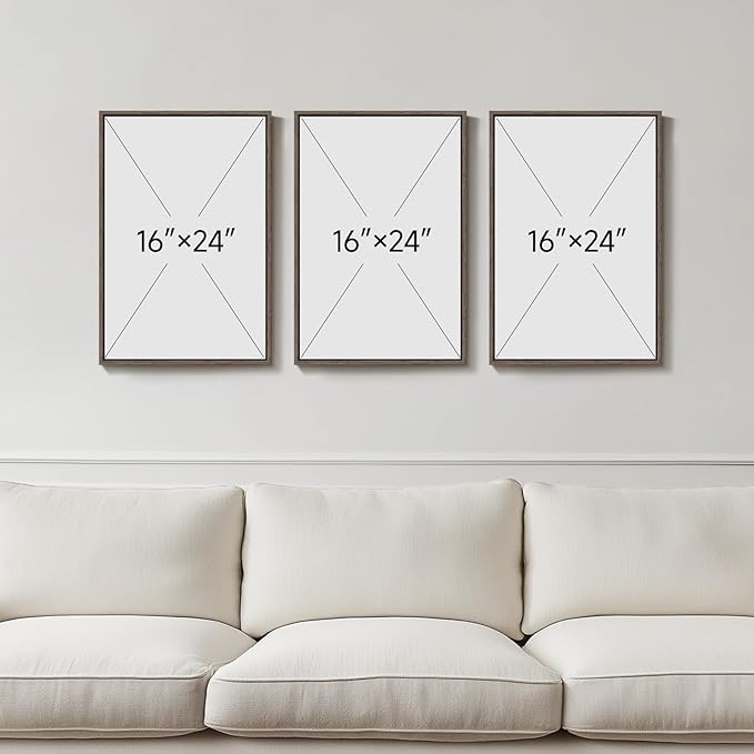 Framed Vintage Tree Sketch Set of 3 Wall Art for Bedroom, Neutral Landscape Antique Brown Canvas Artwork for Walls, Wabi Sabi Forest Rustic Wall Decor for Living Room Hallway Office Kitchen, 16x24 In