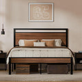 Easy Assembly Queen Bed Frame with Modern Wood Headboard & Footboard, Upgraded Heavy Duty Metal Sturdy Bed Frame Queen Size, Stable Platform Bed Furniture Bed Storage, No Noise, No Box Springs, Walnut