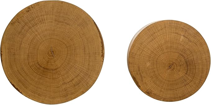 WILLIAMSPACE 18.9" Round Nesting Coffee Table Set of 2, Modern Wooden Coffee Tables Small Circle Center Table for Living Room, Accent End Table Set, No Assembling (Natural Wood)