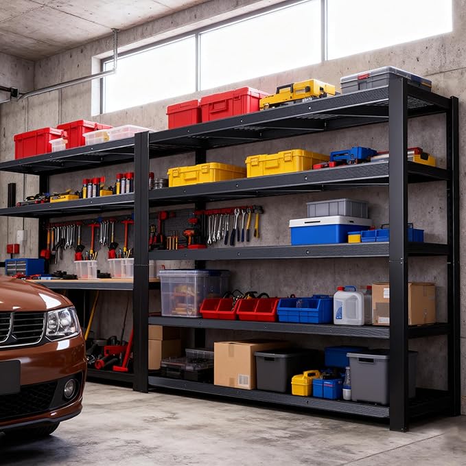 Storage Shelves Heavy Duty Metal Shelving 84" H, Adjustable Garage Shelves, Metal Storage Shelves for Garage, Basement, Warehouse, Workshop,24" D x 55" W x 84" H, 3050 lbs