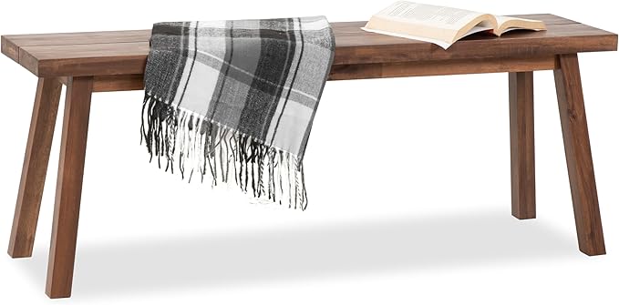 VICTORY RELAX Solid Wood Bench - Minimalist Design, Acacia Wood Construction, Brown Color, Versatile for Entryway, Living Room, Bedroom & Outdoors, Easy Assembly & Weather-Resistant