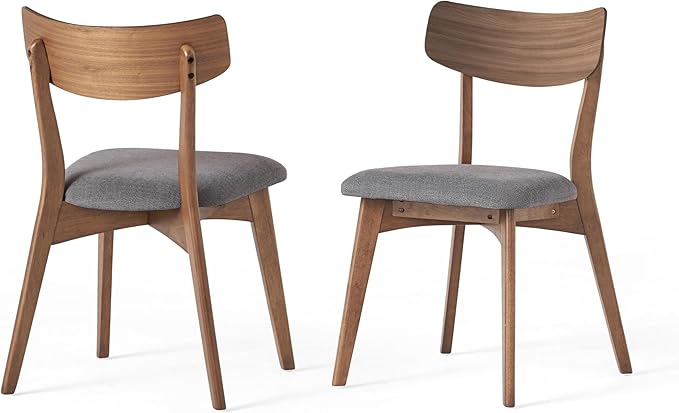 Christopher Knight Home Upholstered Wood Dining Chair,Stylish Designed Dining Room Chair, Accent Armchairs for Living Room (Set of 2),Dark Gray