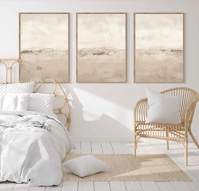Baccone Beige Abstract Wall Art Set of 3 Neutral Canvas Wall Art Prints Boho Abstract Picture Modern Abstract Art Wall Decor Minimalist Artwork for Living Room Beroom Decor 16x24 Inch UNFRAMED