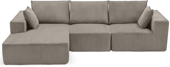 108” Modular Sectional Sofa, Cloud Sectional Couch with Deep Seat, Boneless Couches for Living Room Bedroom, Modern Modular L-Shape Sofa Couch with Chaise (LightGray, Left Facing Chaise)