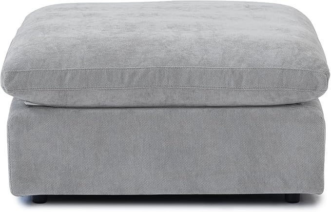 Cloud Modular Sectional Sofa Couch, Linen Blend Fabric Ottoman Module for Living Room, Cushion Covers Washable&Removable, Grey