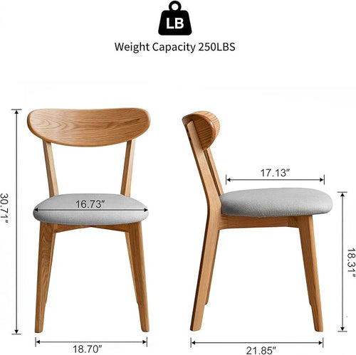 100% Solid Wood Dining Chairs,Mid Century Modern Dining Chairs with Upholstered Cushion,Kitchen,Dining Room Chairs Set of 1/2/4 (1, Original Color Grey Upholstery)