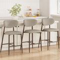 MALOL Bar Stools Set of 3, Counter Height bar stools, Kitchen Bar Stools with Backs, Modern Upholstered, Modern Bar Stools with Metal Legs for Kitchen Island, Counter, Camel