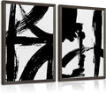 Black and White Wall Art Abstract Modern Painting Minimalist Line Canvas Wall Art Decor Black And White Poster Abstract Artwork Prints for Living Room Bedroom 16x24 Inch Framed Set of 2